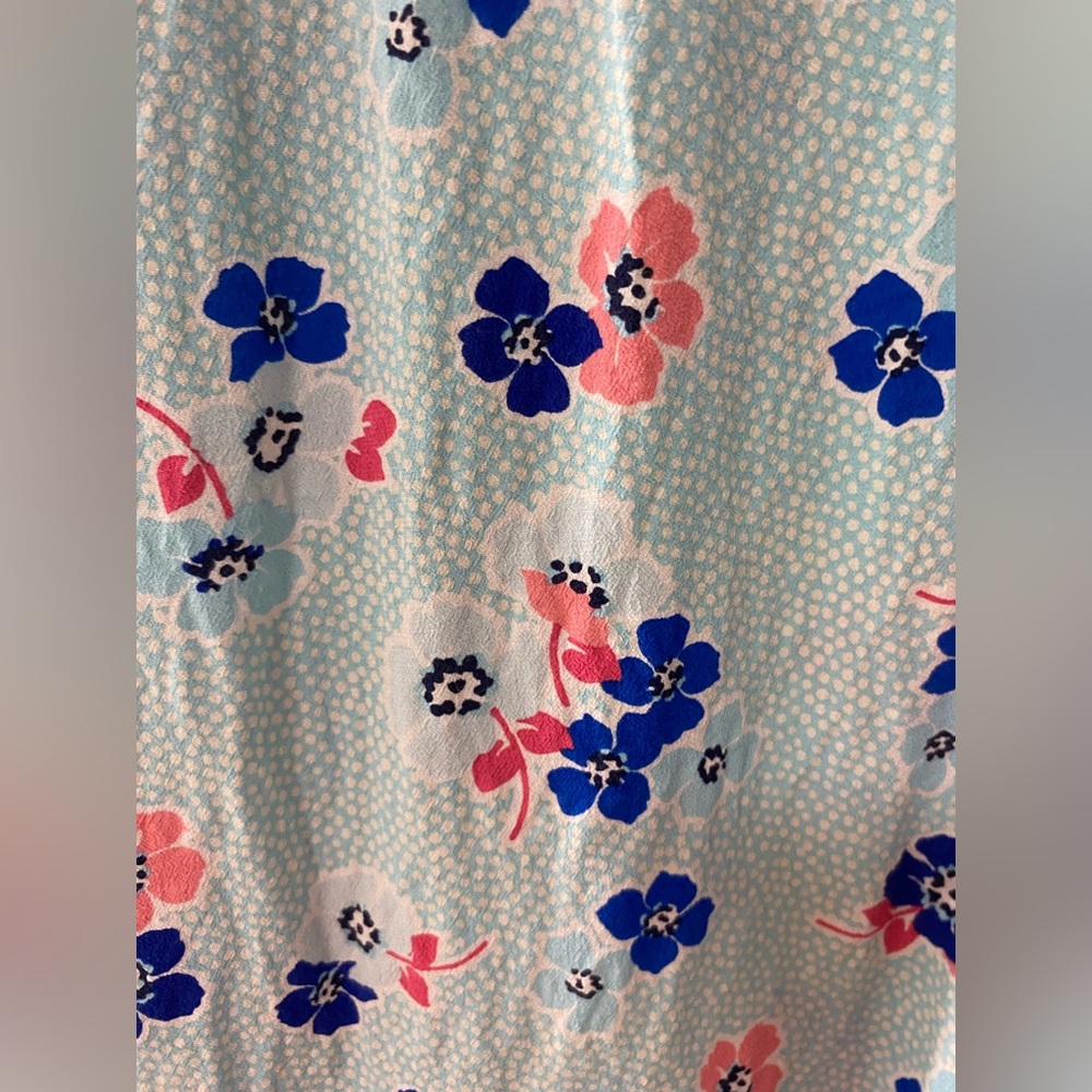 Talbots blouse womens 1x plus size ditsy floral blue popover top sleeveless - Picture 7 of 9